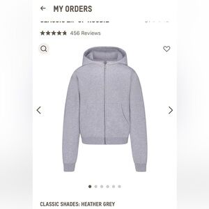 Skims Cotton Fleece Classic Zip Up Hoodie Heather Grey Size Medium